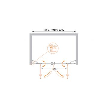 Душевая дверь Cezares (Цезарис) ELENA-W-B-22-240-P-Cr цвет профиля хром, стекло матовое 6 мм 195х235 см