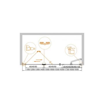 Душевая дверь Cezares (Цезарис) ELENA-W-BS-13-80+45/45-C-Cr цвет профиля хром, стекло прозрачное 6 мм 195х163 см
