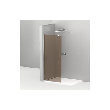 Душевая перегородка Cezares (Цезарис) LIBERTA-L-1-80-120-BR-Cr с односторонним входом, стекло бронза, профиль хром, 80x120x195 см