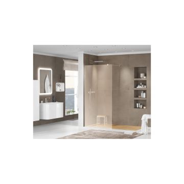 Душевая перегородка Cezares (Цезарис) LIBERTA-L-1-80-120-BR-Cr с односторонним входом, стекло бронза, профиль хром, 80x120x195 см