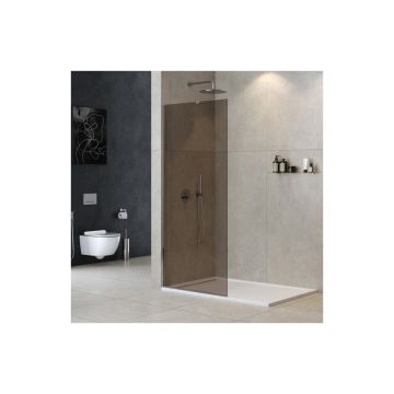 Душевая перегородка Cezares (Цезарис) LIBERTA-L-1-TB-80-BR-Cr универсальная с односторонним входом, стекло бронза, профиль хром, 80x195 см
