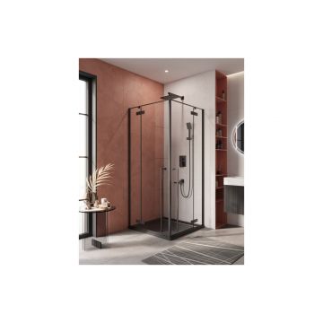 Душевой уголок Cezares (Цезарис) LINER-A-2-90-C-NERO цвет профиля черный, стекло прозрачное 6 мм 90х195х90 см