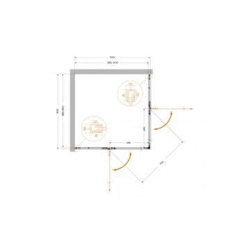 Душевой уголок Cezares (Цезарис) LINER-A-2-90-C-NERO цвет профиля черный, стекло прозрачное 6 мм 90х195х90 см