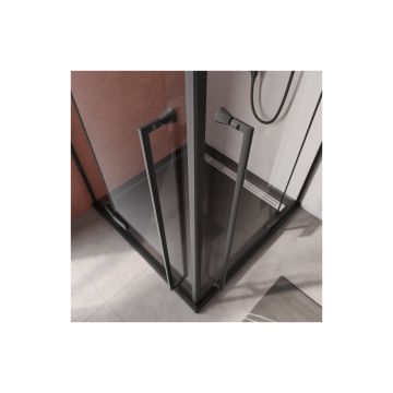 Душевой уголок Cezares (Цезарис) LINER-A-2-90-C-NERO цвет профиля черный, стекло прозрачное 6 мм 90х195х90 см