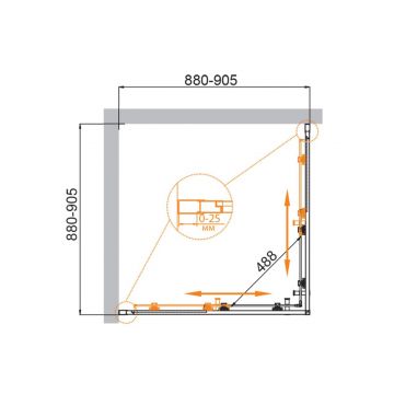 Душевой уголок Cezares (Цезарис) MOLVENO-A-2-90-C-GM-IV цвет профиля оружейная сталь, стекло прозрачное 6 мм 90х195х90 см