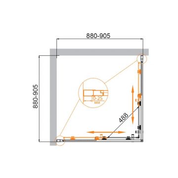 Душевой уголок Cezares (Цезарис) MOLVENO-A-2-90-P-BORO цвет профиля золото, стекло матовое 90х195х90 см