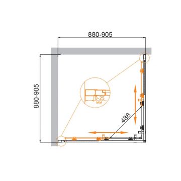 Душевой уголок Cezares (Цезарис) MOLVENO-A-2-90-P-GM цвет профиля оружейная сталь, стекло матовое 90х195х90 см
