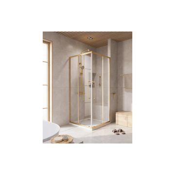 Душевой уголок Cezares (Цезарис) RELAX-304-A-2-90-C-BORO цвет профиля золото, стекло прозрачное 8 мм 90х200х90 см