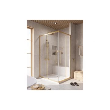 Душевой уголок Cezares (Цезарис) RELAX-304-AH-2-120/90-C-BORO цвет профиля золото, стекло прозрачное 8 мм 120х200х90 см