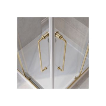 Душевой уголок Cezares (Цезарис) RELAX-304-AH-2-120/90-C-BORO цвет профиля золото, стекло прозрачное 8 мм 120х200х90 см