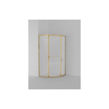 Душевой уголок Cezares (Цезарис) RELAX-304-P-1-100-C-BORO цвет профиля золото, стекло прозрачное 8 мм 100х200х100 см