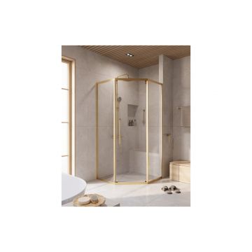 Душевой уголок Cezares (Цезарис) RELAX-304-P-1-100-C-BORO цвет профиля золото, стекло прозрачное 8 мм 100х200х100 см