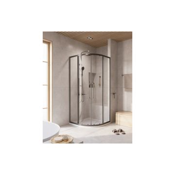 Душевой уголок Cezares RELAX-304-R-2-90-C-GM цвет профиля оружейная сталь, стекло прозрачное 8 мм 90х200х90 см