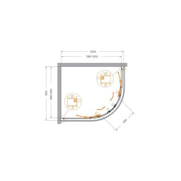 Душевой уголок Cezares (Цезарис) RELAX-304-RH-2-120/90-C-GM цвет профиля оружейная сталь, стекло прозрачное 8 мм 120х200х90 см