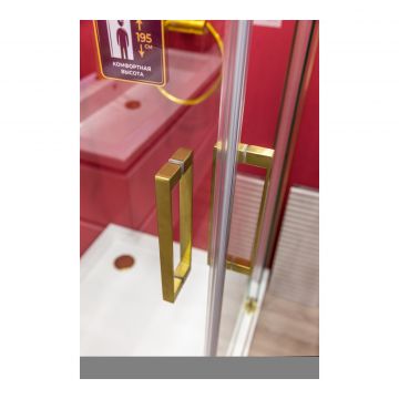 Душевой уголок Cezares (Цезарис) SLIDER-A-2-100/110-C-BORO цвет профиля золото, стекло прозрачное 8 мм 100х195х110 см