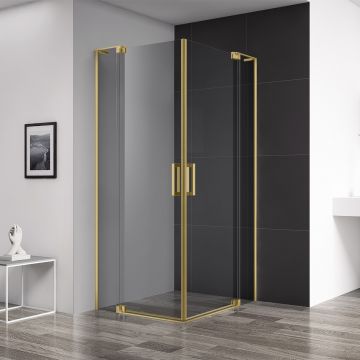 Душевой уголок Cezares (Цезарис) SLIDER-A-2-70/80-GRIGIO-BORO цвет профиля золото, стекло прозрачное 8 мм 70х195х80 см