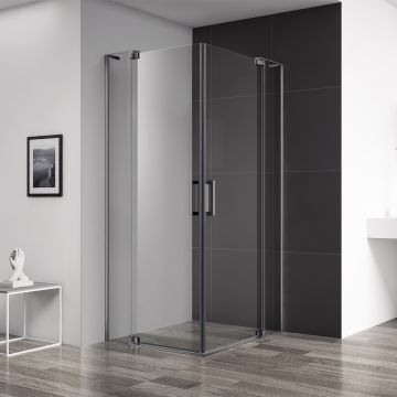 Душевой уголок Cezares (Цезарис) SLIDER-A-2-90/100-C-GM цвет профиля оружейная сталь, стекло прозрачное 8 мм 90х195х100 см