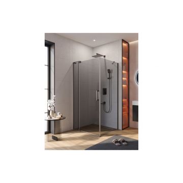 Душевой уголок Cezares (Цезарис) SLIDER-AH-1-100-90/100-GRIGIO-GM цвет профиля оружейная сталь, стекло прозрачное 8 мм 90/100х195х100 см