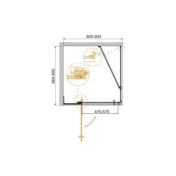 Душевой уголок Cezares (Цезарис) SLIDER-AH-1-80-90/100-C-BORO цвет профиля золото, стекло прозрачное 8 мм 90/100х195х80 см
