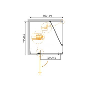 Душевой уголок Cezares (Цезарис) SLIDER-AH-1-80-90/100-GRIGIO-GM цвет профиля оружейная сталь, стекло прозрачное 8 мм 90/100х195х80 см
