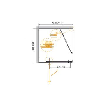 Душевой уголок Cezares (Цезарис) SLIDER-AH-1-90-100/110-C-GM цвет профиля оружейная сталь, стекло прозрачное 8 мм 1000/1100195х90 см