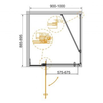 Душевой уголок Cezares SLIDER-AH-1-90-90/100-C-GM цвет профиля оружейная сталь, стекло прозрачное 8 мм 90/100х195х90 см