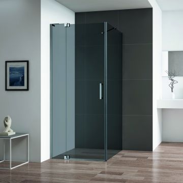 Душевой уголок Cezares (Цезарис) SLIDER-AH-1-90-90/100-GRIGIO-GM цвет профиля оружейная сталь, стекло прозрачное 8 мм 90/100х195х90 см