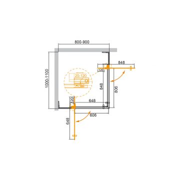 Душевой уголок Cezares (Цезарис) SLIDER-AH-2-80/90-100/110-C-BORO цвет профиля золото, стекло прозрачное 8 мм 90х195х110 см