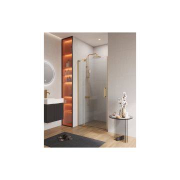 Душевая дверь Cezares (Цезарис) SLIDER-B-1-100/110-C-BORO цвет профиля золото, стекло прозрачное 8 мм 195х110 см