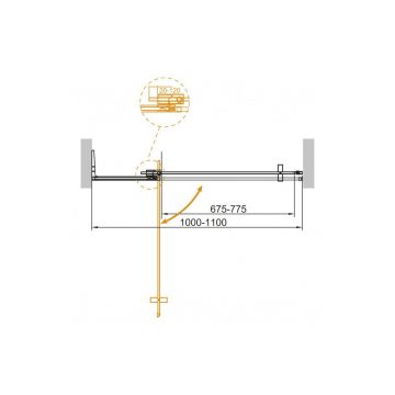 Душевая дверь Cezares (Цезарис) SLIDER-B-1-100/110-C-BORO цвет профиля золото, стекло прозрачное 8 мм 195х110 см
