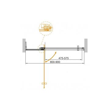Душевая дверь Cezares SLIDER-B-1-80/90-BR-BORO цвет профиля золото, стекло прозрачное 8 мм 195х90 см