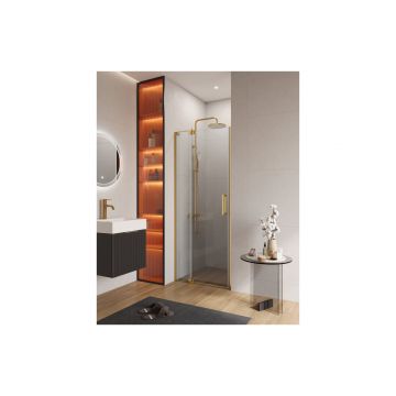 Душевая дверь Cezares (Цезарис) SLIDER-B-1-80/90-C-BORO цвет профиля золото, стекло прозрачное 8 мм 195х90 см