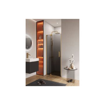 Душевая дверь Cezares (Цезарис) SLIDER-B-1-80/90-GRIGIO-BORO цвет профиля золото, стекло прозрачное 8 мм 195х90 см