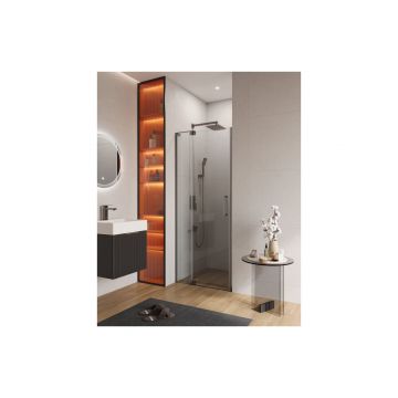 Душевая дверь Cezares (Цезарис) SLIDER-B-1-90/100-C-GM цвет профиля оружейная сталь, стекло прозрачное 8 мм 195х100 см