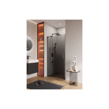 Душевая дверь Cezares (Цезарис) SLIDER-B-1-90/100-GRIGIO-GM цвет профиля оружейная сталь, стекло прозрачное 8 мм 195х100 см