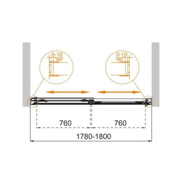 Душевая шторка на ванну Cezares TANDEM-SOFT-VF-2-180/145-C-BORO-IV цвет профиля золото, стекло прозрачное 6 мм 145х180 см