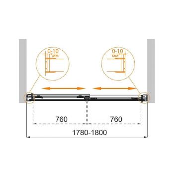 Душевая шторка на ванну Cezares TANDEM-SOFT-VF-2-180/145-C-GM-IV цвет профиля оружейная сталь, стекло прозрачное 6 мм 145х180 см