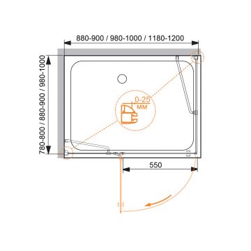 Душевой уголок Cezares (Цезарис) VERONA-W-AH-1-120/90-P-Cr-Rцвет профиля хром, стекло матовое 6 мм 120х200х90 см