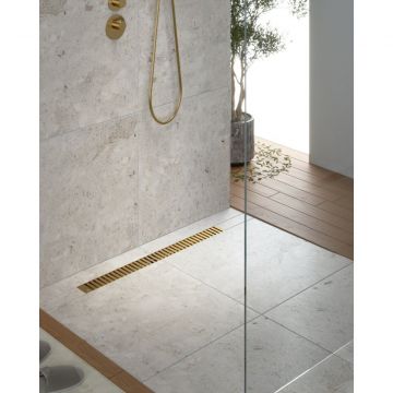 Душевой лоток Timo Drain System 700 DS230107/17 с вставкой lines, Золото матовое