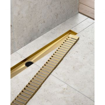Душевой лоток Timo (Тимо) Drain System 800 DS230108/17 с вставкой lines, Золото матовое