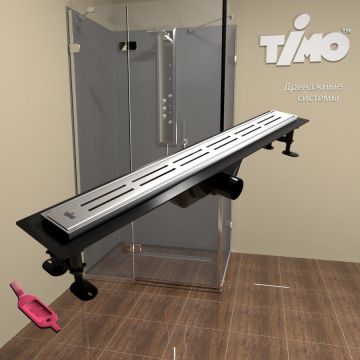 Душевой лоток Timo (Тимо) Super Plast SP10-800 SP10800-DG10800 с порогами из нержавеющий стали и декоративной вставкой DG10-800