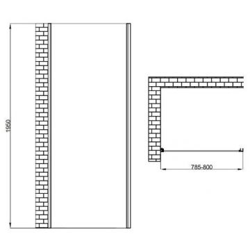 Боковая панель Berges (Бергес) Legos 800х1950 мм, прозрачное стекло 6 мм, профиль хром 064030