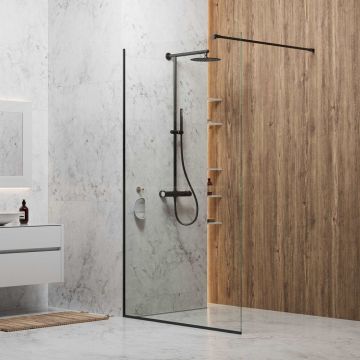 Душевая стенка Berges  SKY BLACK 120х200 см, цвет профиля черный матовый, стекло прозрачное, 8 мм, 064006