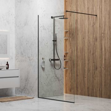 Душевая стенка Berges (Бергес)SKY BLACK 140х200см, цвет профиля черный матовый, стекло прозрачное, 8 мм, 064016