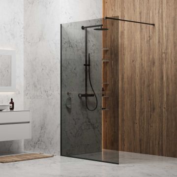 Душевая стенка Berges (Бергес)SKY BLACK 120х200см, цвет профиля черный матовый, стекло тонированное, 8 мм 064029