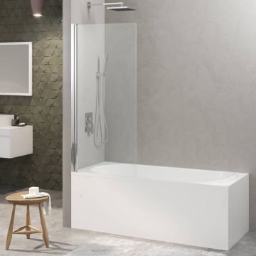 Стеклянная шторка на ванну Berges (Бергес) RIVER 90х145см, цвет профиля хром, стекло прозрачное, 5 мм, 065012