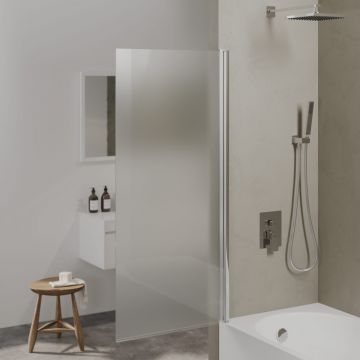 Стеклянная шторка на ванну Berges (Бергес) RIVER 90х145см, цвет профиля хром, стекло матовое, 5 мм 065020