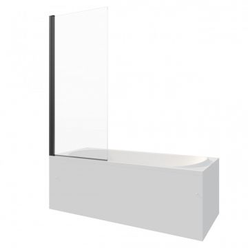 Стеклянная шторка на ванну Berges (Бергес) RIVER 80х145см, цвет профиля черный матовый, стекло прозрачное, 5 мм 065011