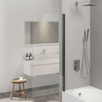 Стеклянная шторка на ванну Berges (Бергес) RIVER 80х145см, цвет профиля черный матовый, стекло прозрачное, 5 мм 065011