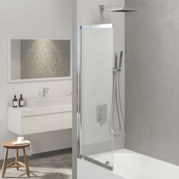 Стеклянная шторка на ванну Berges (Бергес) RIVER 145х61/98см, 065014цвет профиля хром, стекло прозрачное, 5 мм 065014